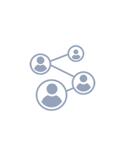 Icon of three people connected by lines on a white background
