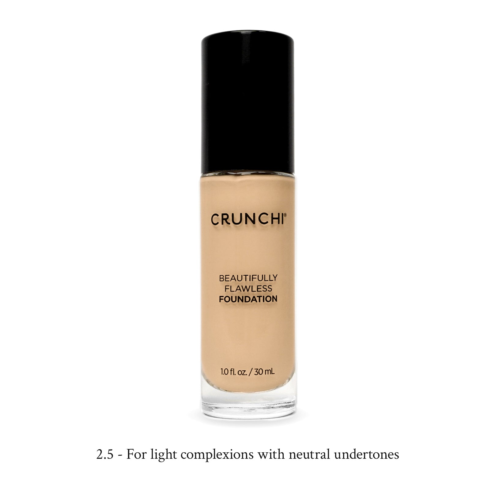 Foundation bottle labeled 'Crunch' on a white background