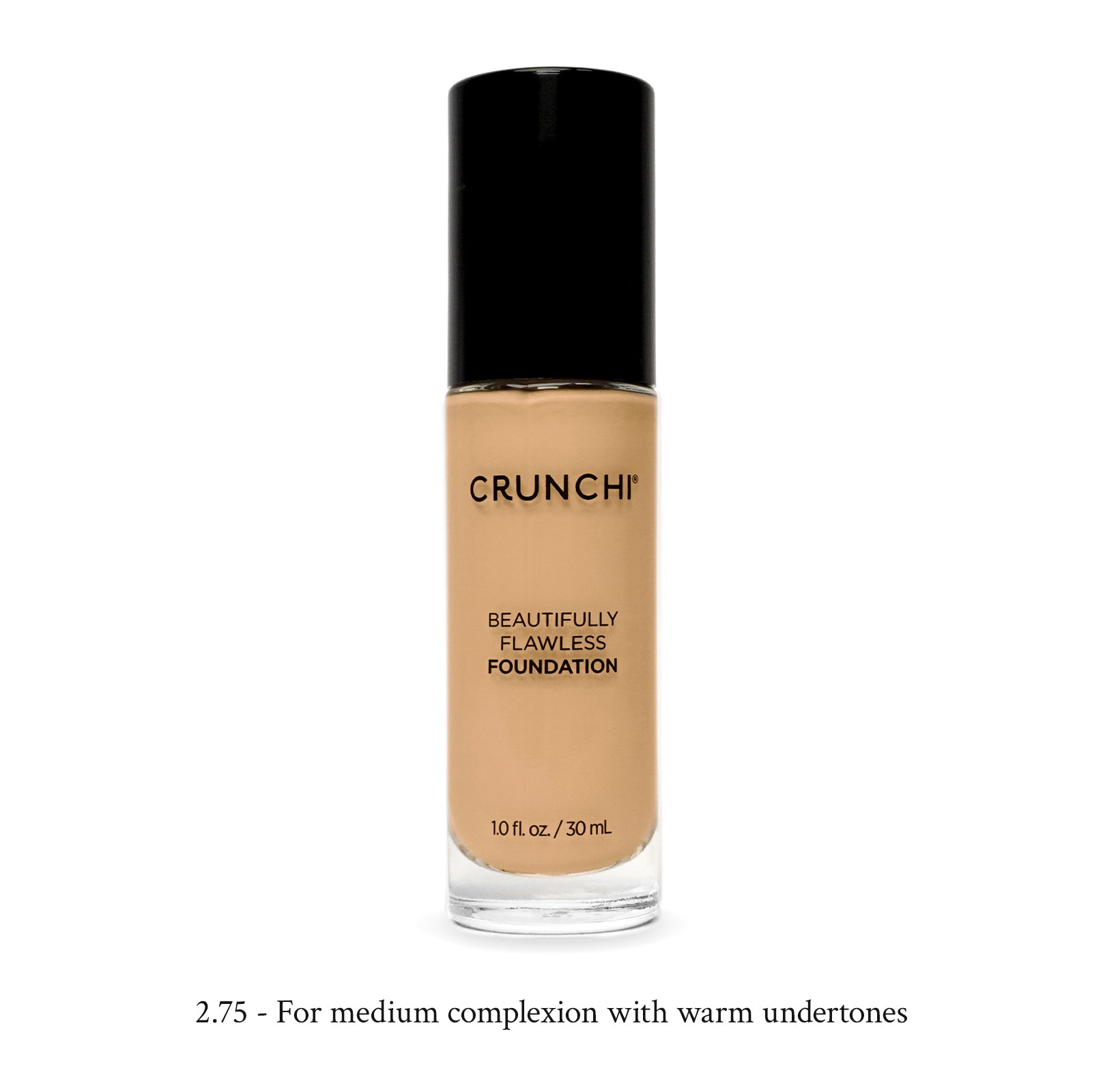Foundation bottle labeled 'Crunchi' on a white background