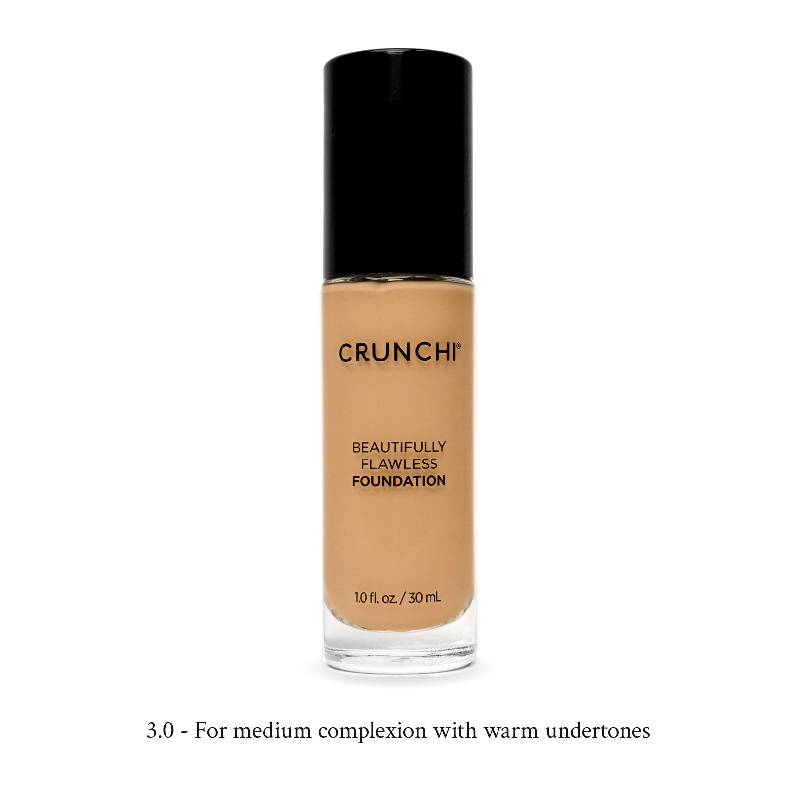 Foundation bottle labeled 'Crunchi' on a white background