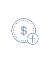 Icon with a dollar sign and plus symbol on a white background