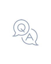 Outline of a question mark and speech bubble on a white background