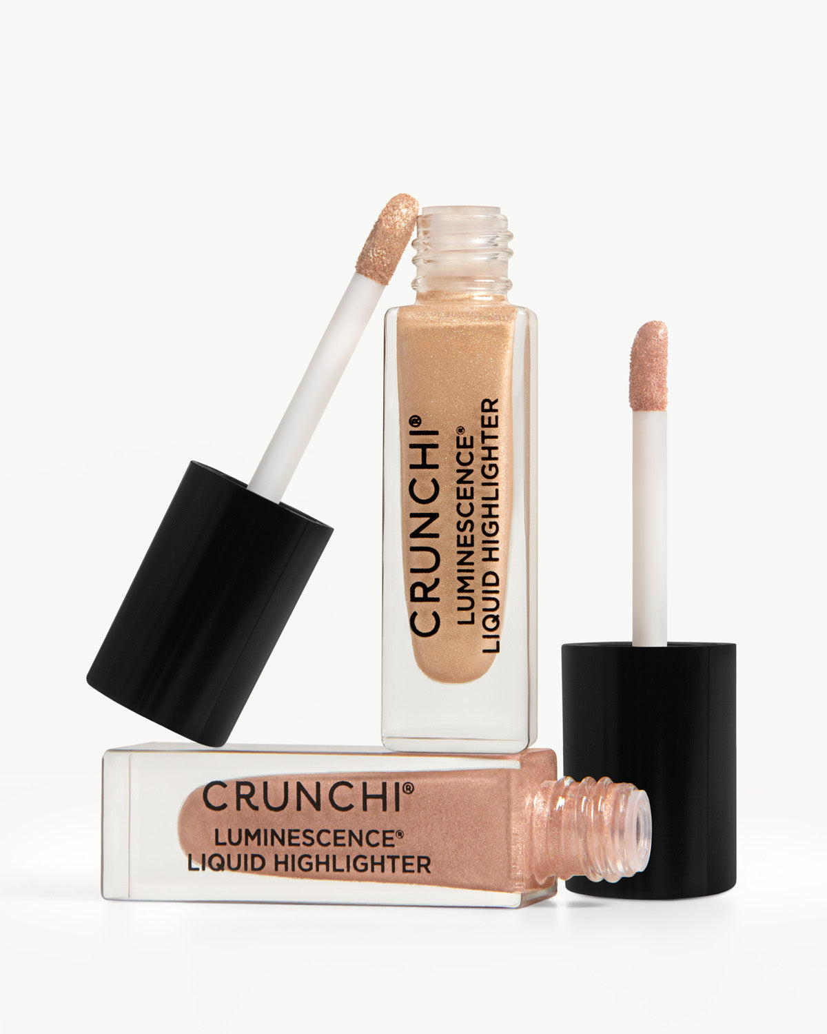 Crunchi Luminescence Liquid Highlighter with applicators on a white background